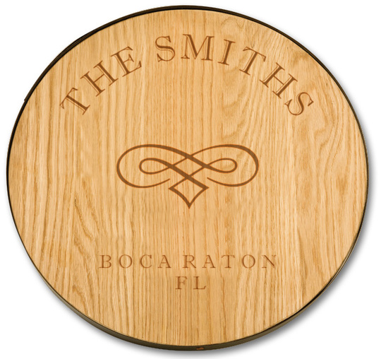 Oak 18-inch Round Personalized Lazy Susan with Galvanized Band